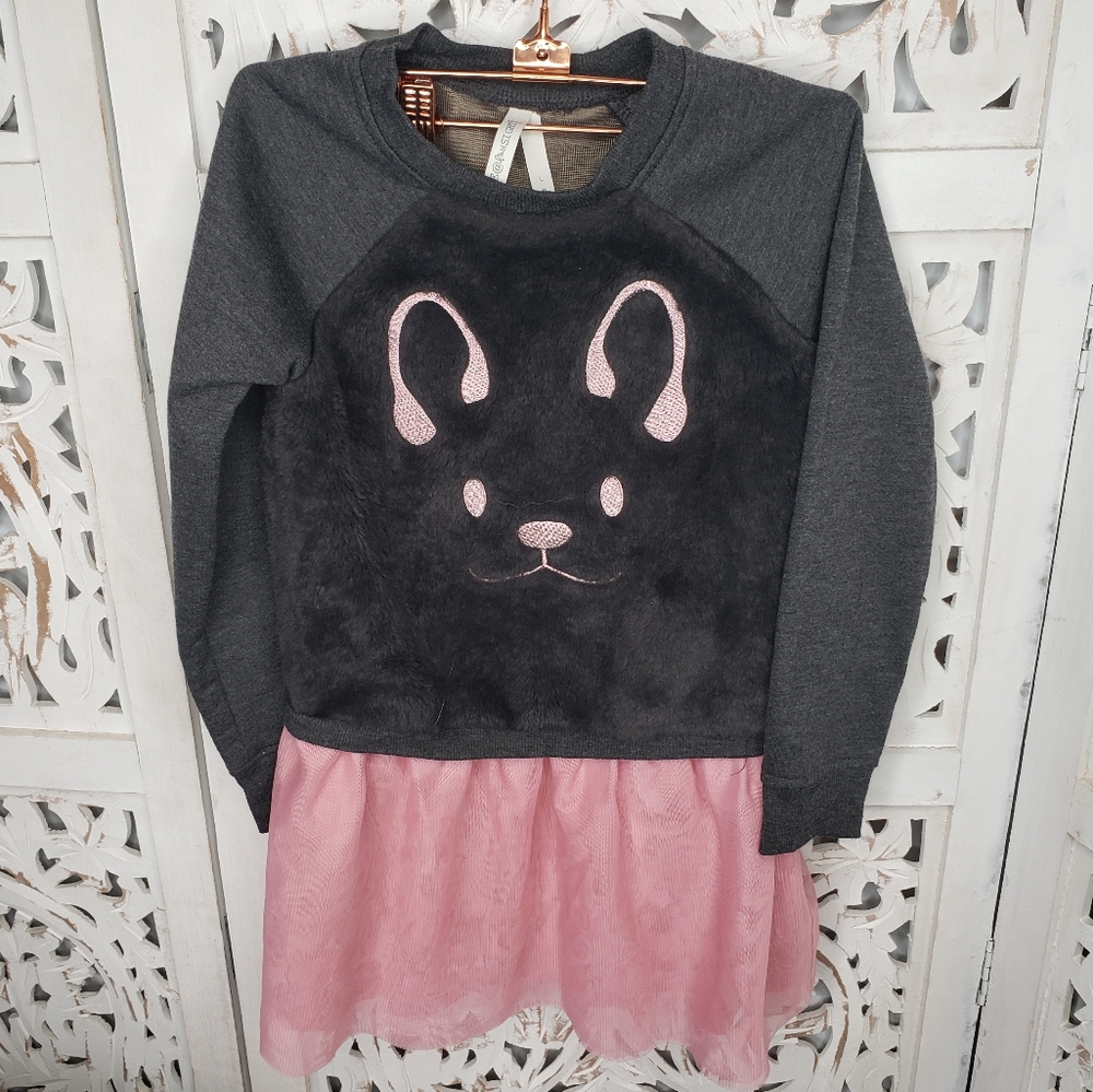 Love At First Sight Pink and Gray Girls Pug Dress